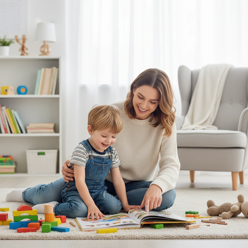 Enfant heureux avec sa nounou